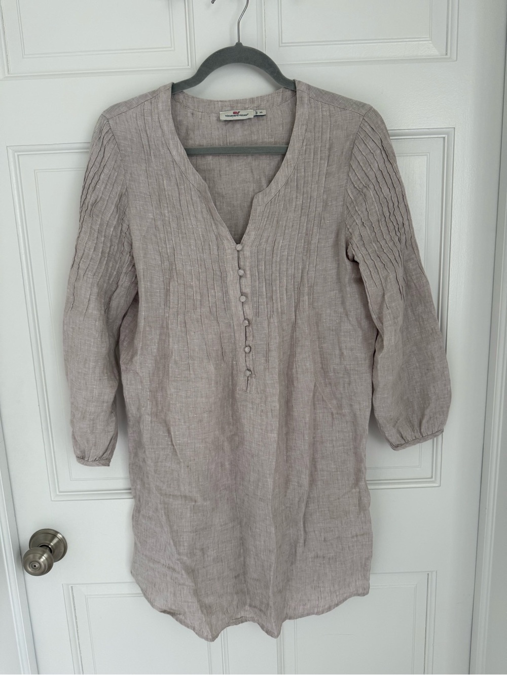 Vineyard Vines Linen Tunic Dress in Light Taupe